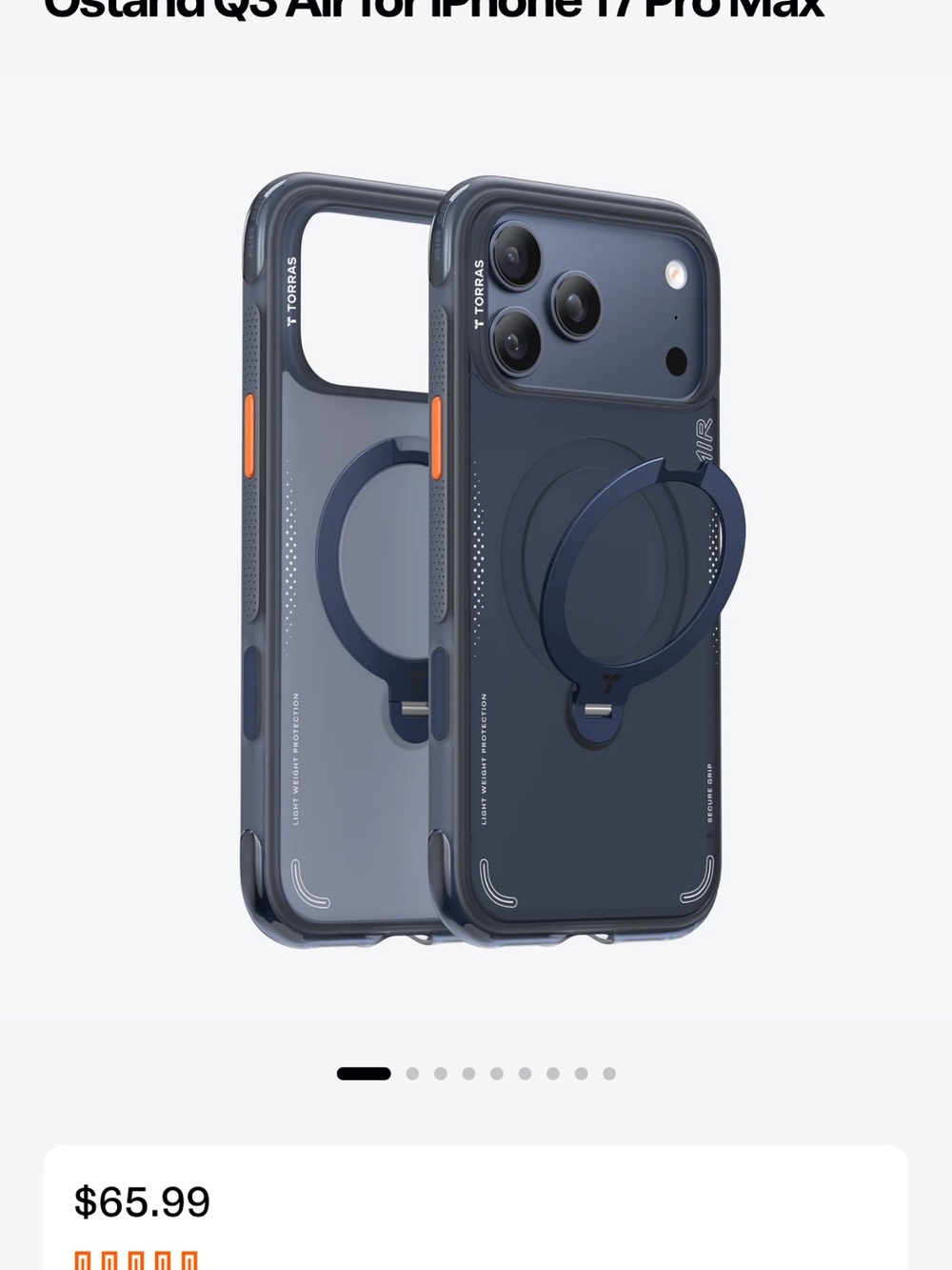 Ostand Q3 Air Magnetic Ring Case for iPhone 17 Pro Max - Dark Blue